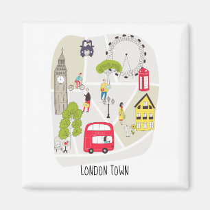 Artsy Karta London England-markeringarna Character Magnet