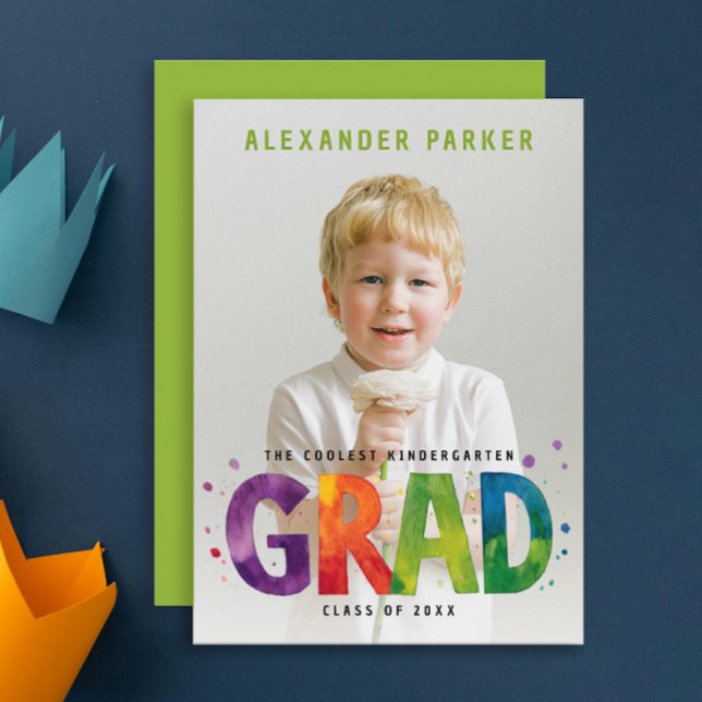 Artsy Kindergarten Student Colorful Grönt Photo Meddelande (Skapare uppladdad)