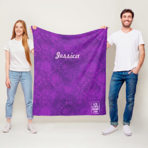 Artsy lila blommigt batik Gud kärlek var1 anpassn Fleecefilt