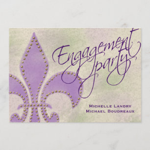 Artsy Lila Fleur de Lis Engagment Inbjudningar