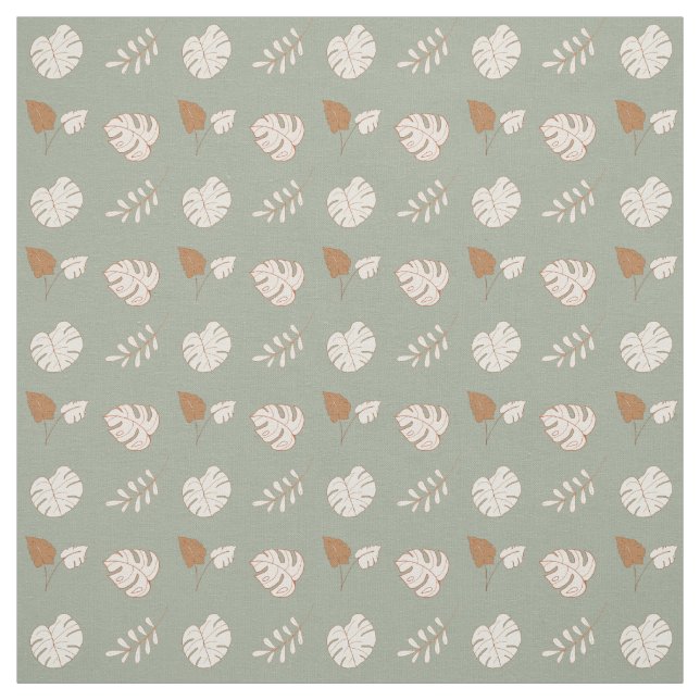 Artsy Löv Mönster Cream Brown Sage Grönt Tyg (Provkarta)