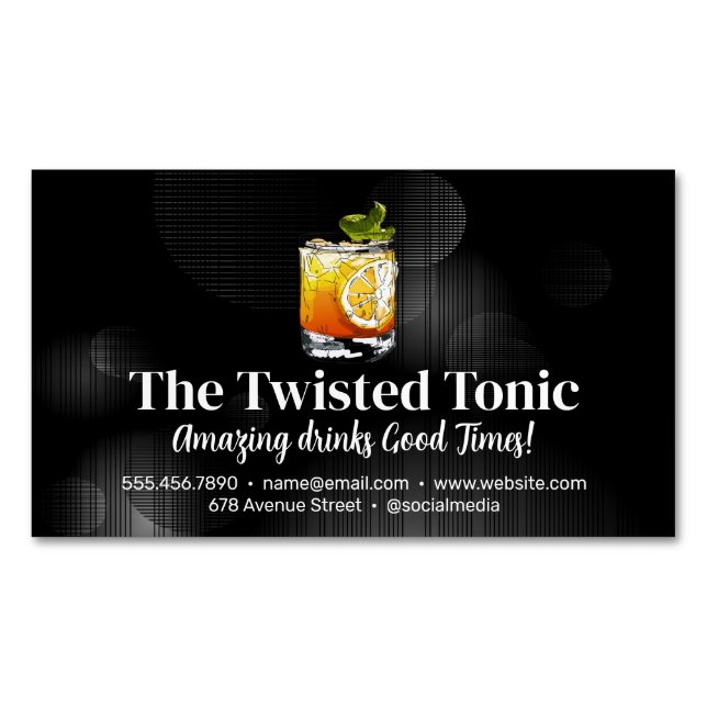 Artsy Mixed Cocktail Drinks Magnetiska Visitkort (Framsida)