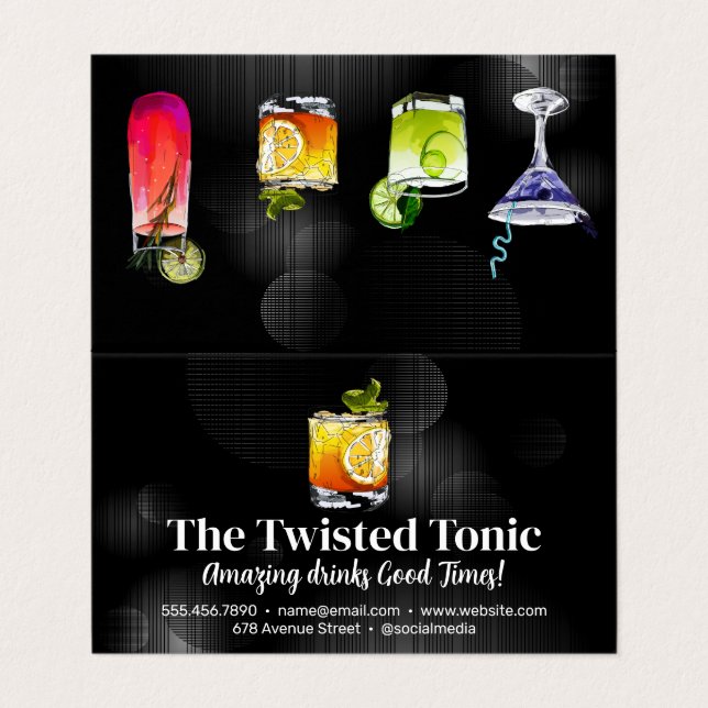 Artsy Mixed Cocktail Drinks Visitkort (Utsida ovikt)