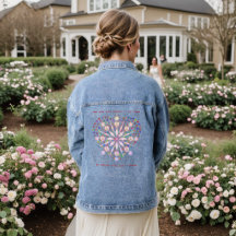 Artsy Mode Rosa Blue Peace Heart Denim Jacka