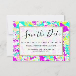 Artsy Modern Abstrakt Neon Acrylic Paint Splatter Spara Datumet