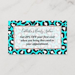 Artsy Modern cyan Blue Leopard Animal Skriv ut Rabattkort