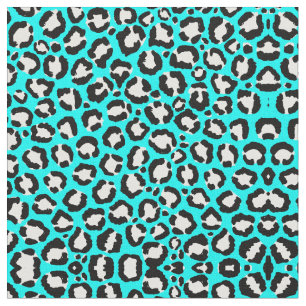 Artsy Modern cyan Blue Leopard Animal Skriv ut Tyg