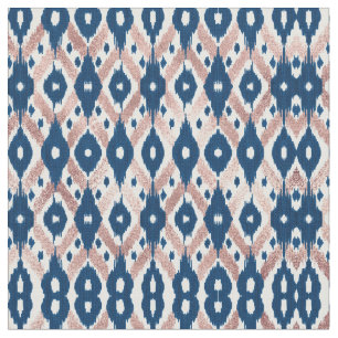 Artsy Modern Ro Guld marinblå Ikat Geo Tyg