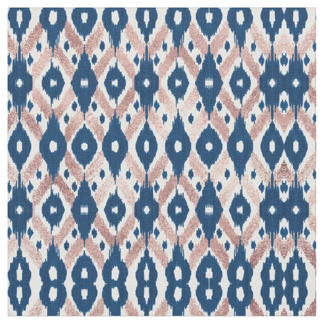 Artsy Modern Ro Guld marinblå Ikat Geo Tyg (Närbild)