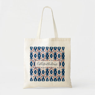 Artsy Modern Ro Guld marinblå Ikat Geo Tygkasse