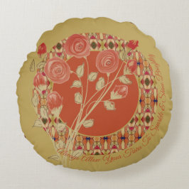 Artsy Mönster och Blommigt Rund Kudde
