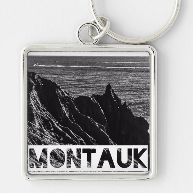 artsy montaukkeychain fyrkantig silverfärgad nyckelring (Framsidan)