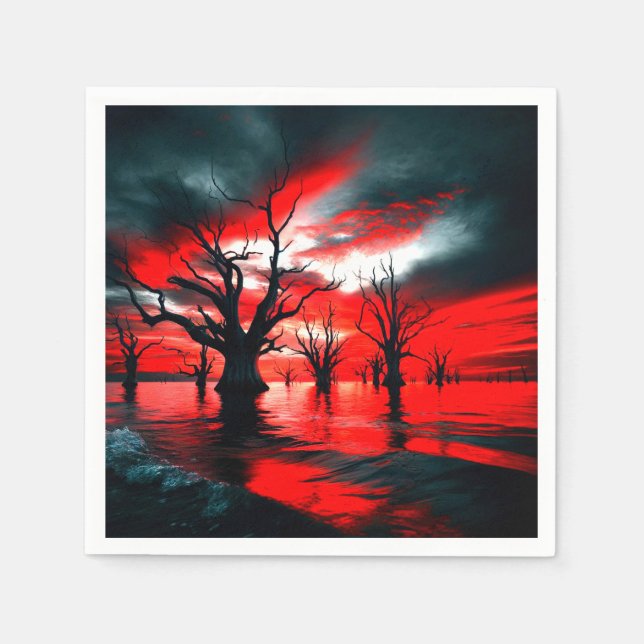 Artsy Mörk Träd Design Pappersservett (Framsidan)