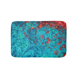 Artsy Neon Orange Teal Grönt Akrylmålning Badrumsmatta