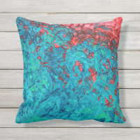 Artsy Neon Orange Teal Grönt Akrylmålning