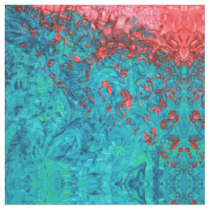 Artsy Neon Orange Teal Grönt Akrylmålning Tyg