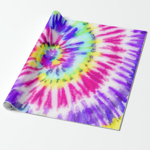 Artsy Neon Rainbow Tie Dye Watercolor Mönster Presentpapper