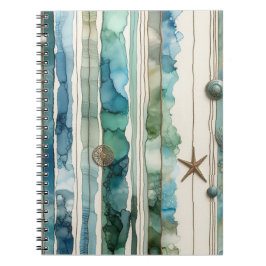 Artsy oceanscen inky rand stjärnfisk anteckningsbok