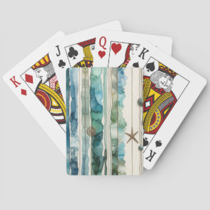 Artsy oceanscen inky rand stjärnfisk casinokort