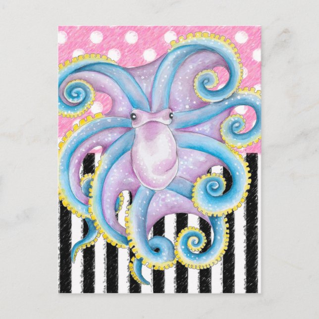 Artsy Octopus Rosa Vykort (Framsida)