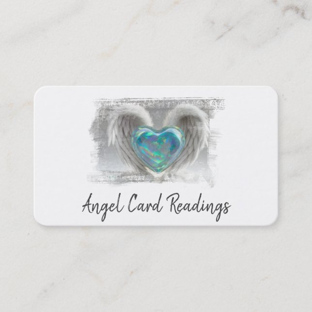 *~* Artsy Opal Heart Angel Vingar AP78 QR Visitkort (Framsida)