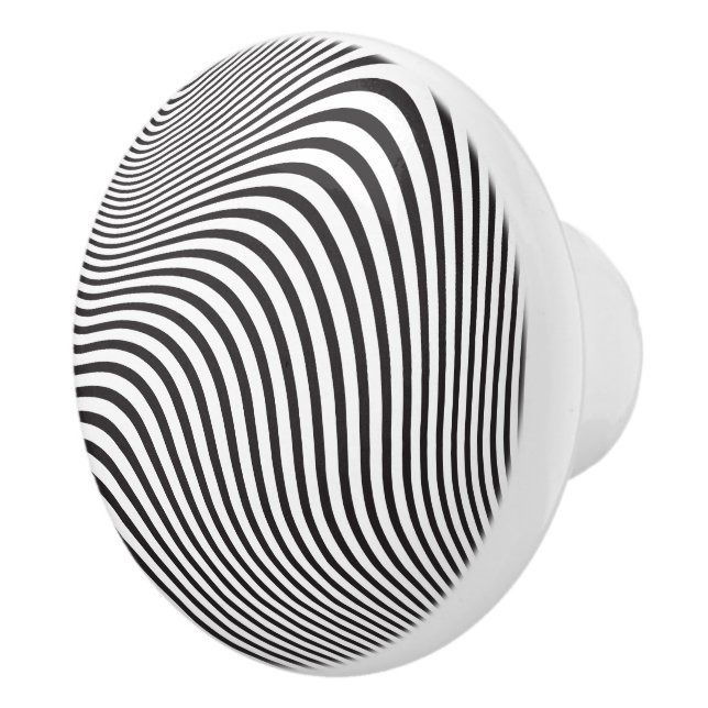 Artsy OpArt Black White Artistic Modern Rand Knopp (Höger)