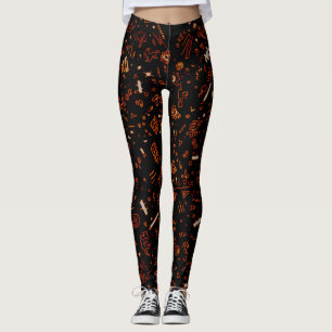 Artsy Orange Black Leggings