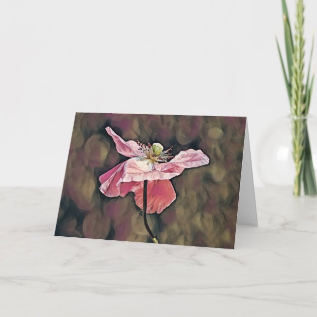 Artsy Ornamental Poppy Wildblomme Art Note Card Kort (Framsida)