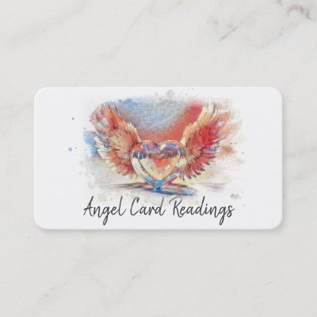 *~* Artsy Pastel Heart Angel Vingar AP78 QR Visitkort (Framsida)