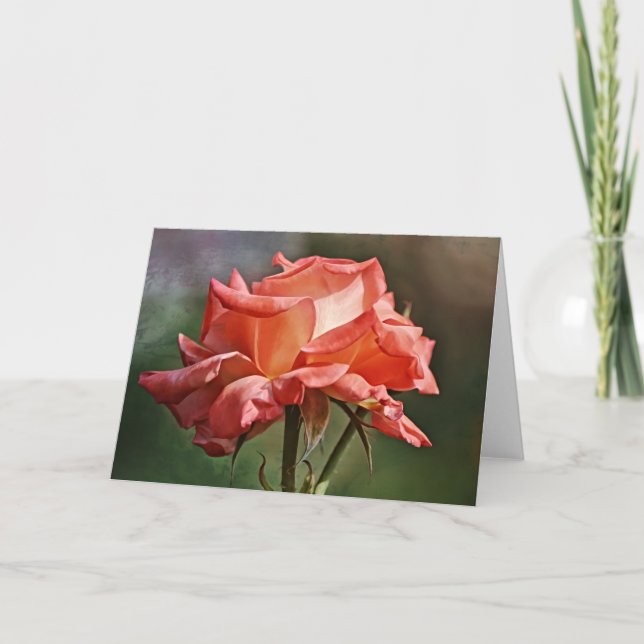 Artsy Peach Orange Ro Art Note Card Kort (Framsida)