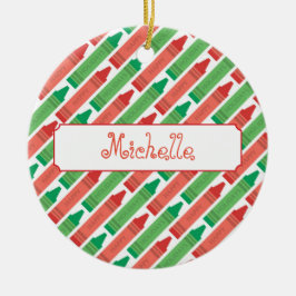 Artsy Personlig Red och Grönt Kritor Julgransprydnad Keramik