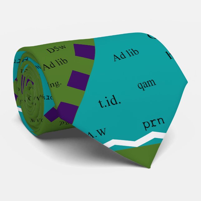 Artsy Pharmacist's Abbreviations Tie för manar #19 Slips (Rullad)