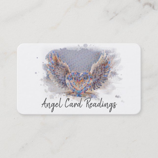 *~* Artsy Pixelated Heart Angel Vingar AP78 QR Visitkort (Framsida)