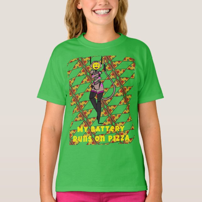 Artsy Pizza Robot Cute T-Shirt (Framsida)
