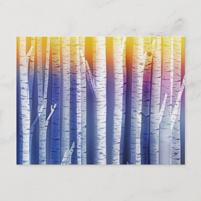 Artsy Rainbow Birch Träd Forest Vykort (Framsida)