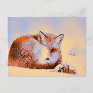*~* Artsy Red Fox Ap18 Artistic Painting Wildlife Vykort