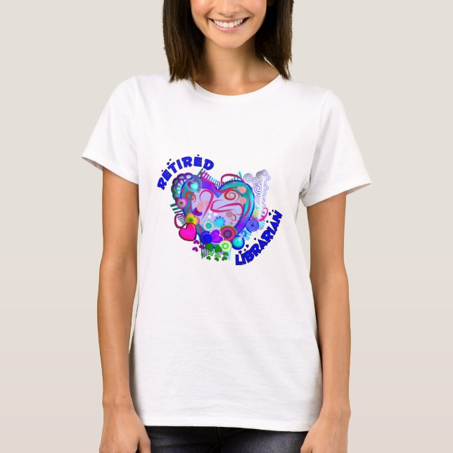 Artsy Retro blåtthjärta för pensionerad Tee (Framsida)