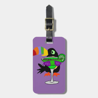 Artsy rolig Toucan fågel som dricker margarita Bagagebricka