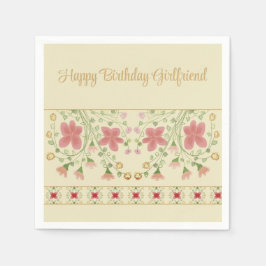 Artsy Rosa Blommigt Pappersservett