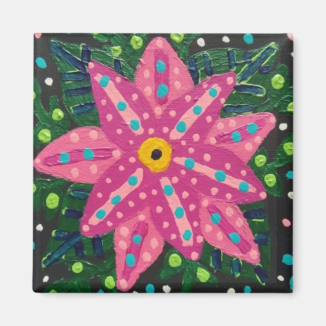 Artsy Rosa Flower Magnet (Framsidan)