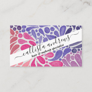 Artsy Rosa Lila Watercolor Abstrakt Dots Mönster Visitkort