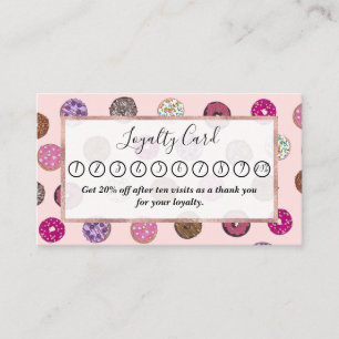 Artsy Rosa Sprinkle Donuts Watercolor Mönster Lojalitetskort