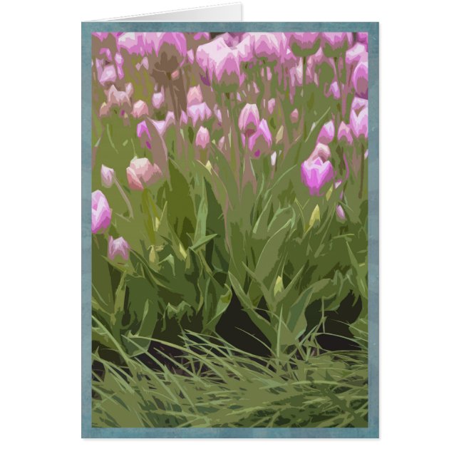 Artsy rosa tulips hälsningskort (Framsidan)