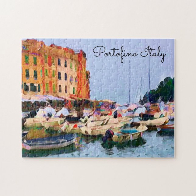 Artsy Scenia Portofino Italien Italy Harbor Pussel (Horisontell)