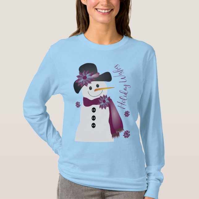 Artsy Snögubbe med plommon T Shirt (Framsida)