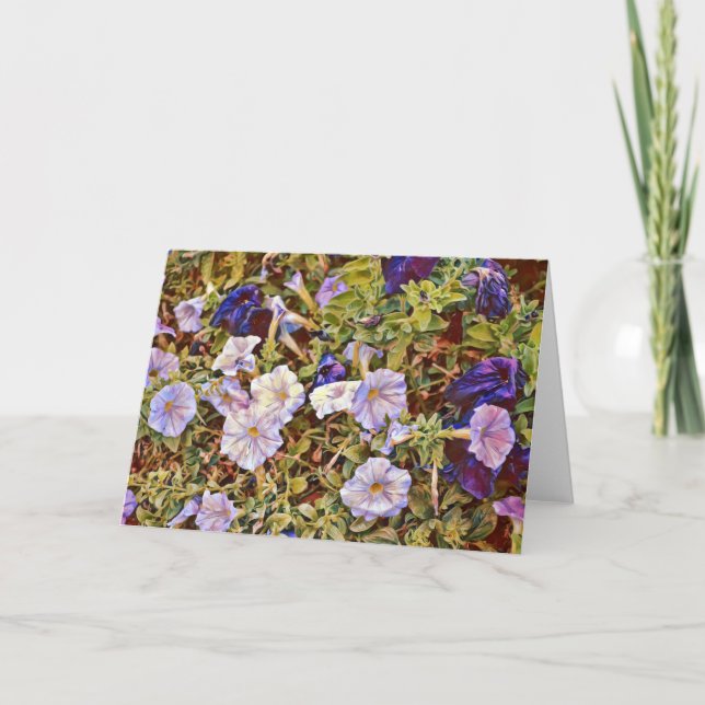 Artsy Söt Lila Petunias Art Note Card Kort (Framsida)