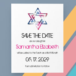 Artsy Star av David Pub Bat mitzvah Spara datum Meddelande Vykort