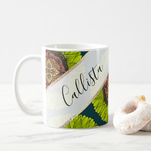 Artsy Summer Neon Gult Snöre Solros Kaffemugg