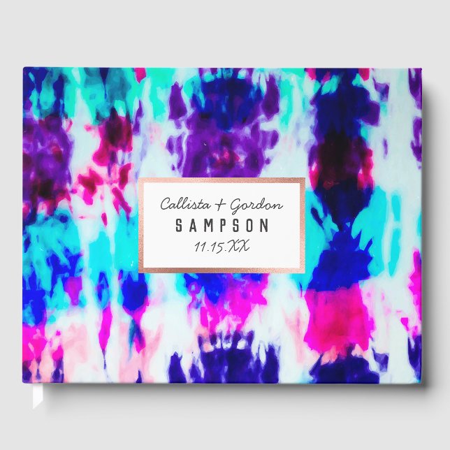Artsy Summer Rosa Blue Colorful Tie Dye Mönster Gästböcker (Framsida)