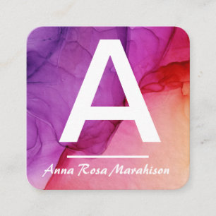 *~* Artsy Trendig INITIAL Abstrakt QR LOGOTYP PHOT Fyrkantigt Visitkort